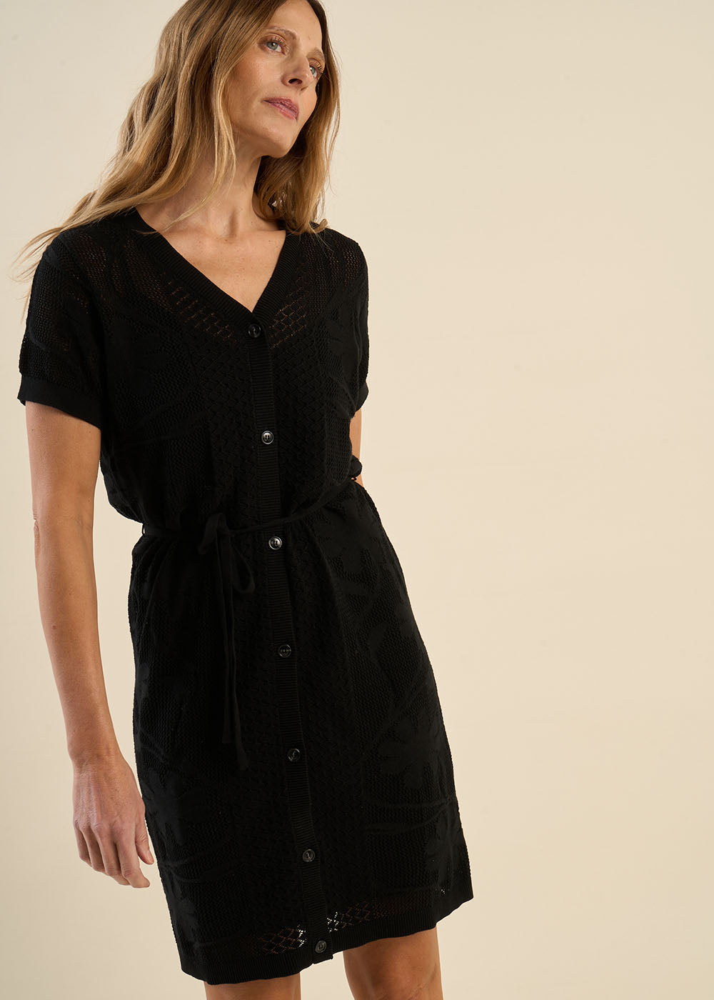 RERLIE Robe courte en maille, boutonnée, ceinturée - 4 - Sud Express - Sud Express