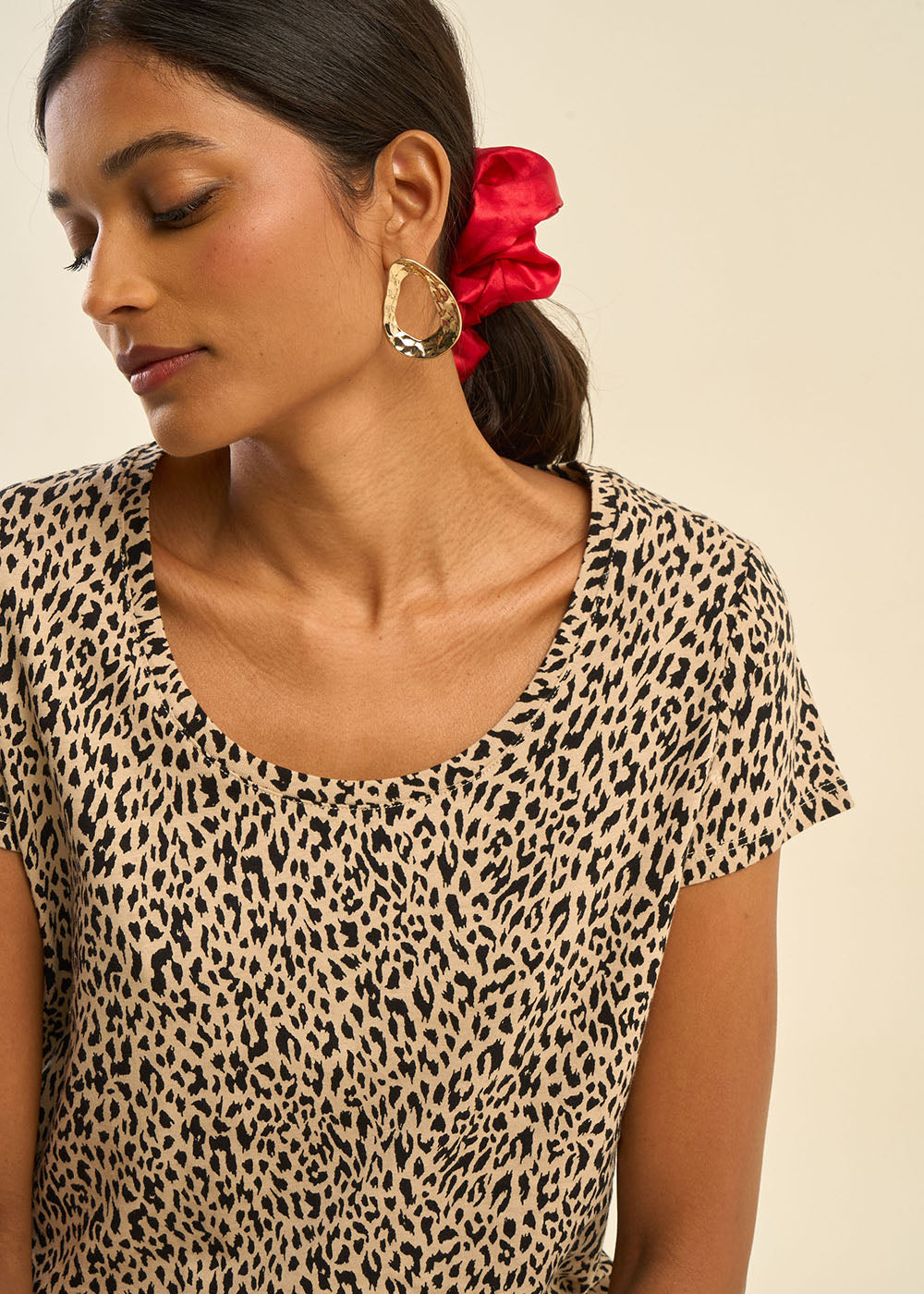 TEOP T-shirt à col danseuse imprimé léopard - 1 - Sud Express - Sud Express