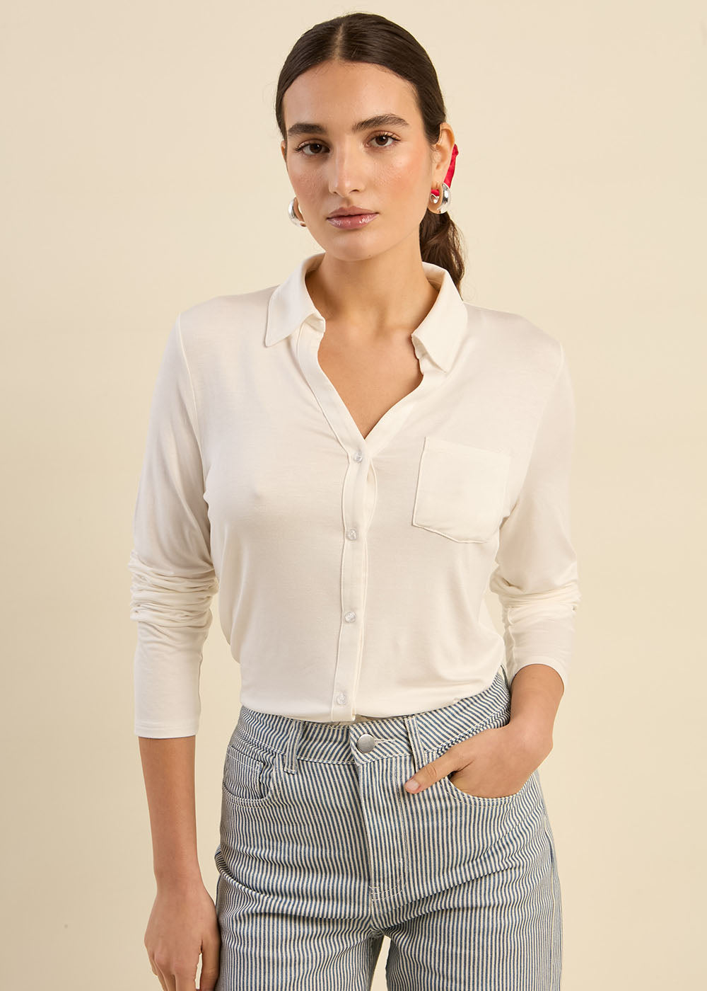 T-shirt col chemise manches longues - Sud Express - 5 - Sud Express