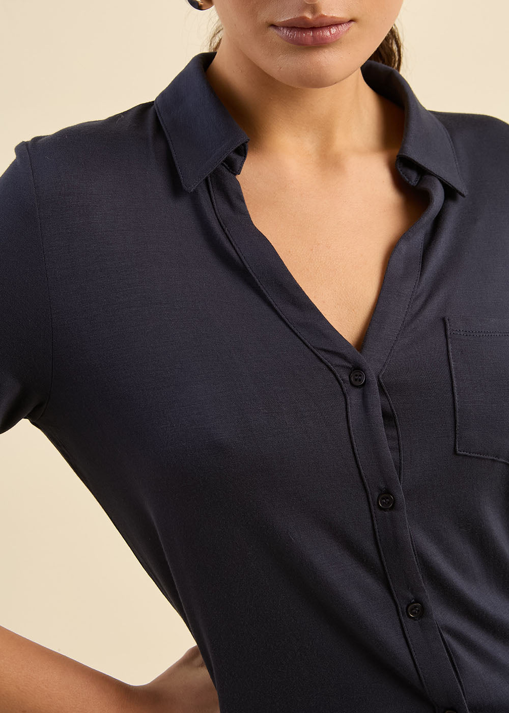 CHIARA T-shirt col chemise manches longues - 2 - Sud Express - Sud Express