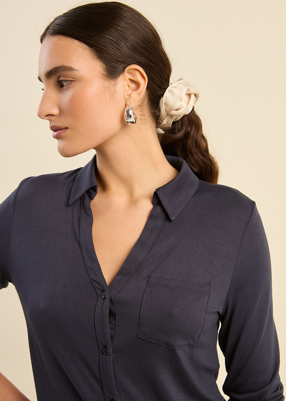 CHIARA T-shirt col chemise manches longues - 4 - Sud Express - Sud Express