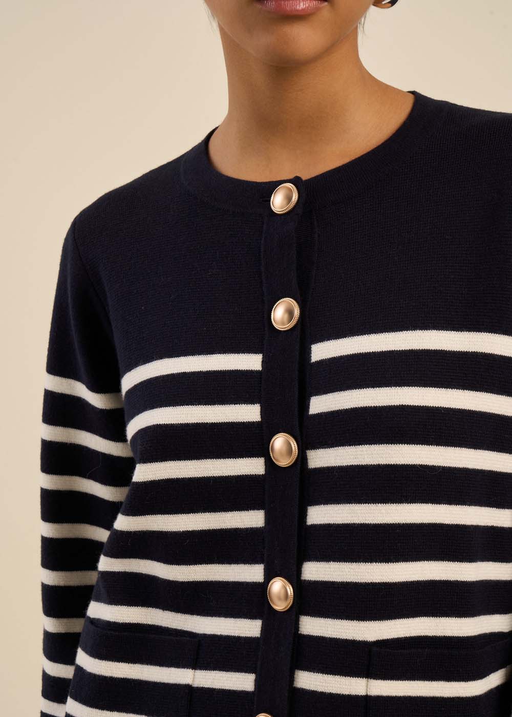 Gilet rayé détails boutons bijoux - Sud Express - 2 - Sud Express