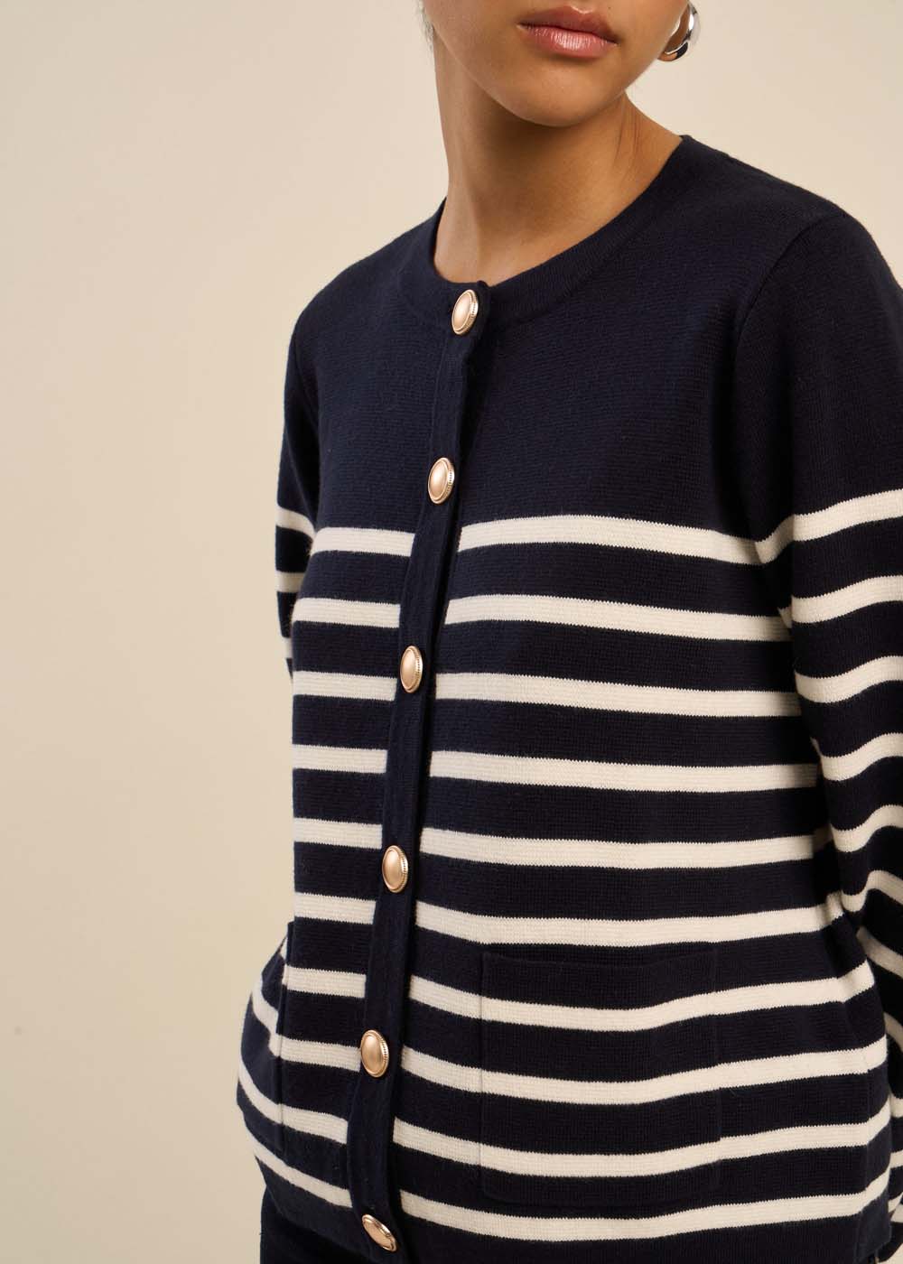 Gilet rayé détails boutons bijoux - Sud Express - 4 - Sud Express