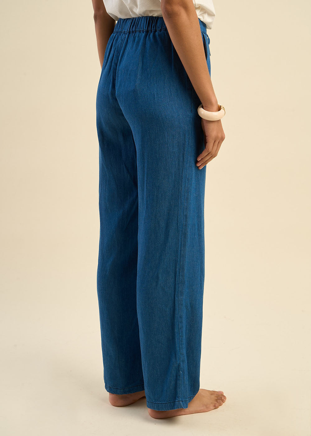 Pantalon fluide en lyocell et lin effet denim - Sud Express - 6 - Sud Express