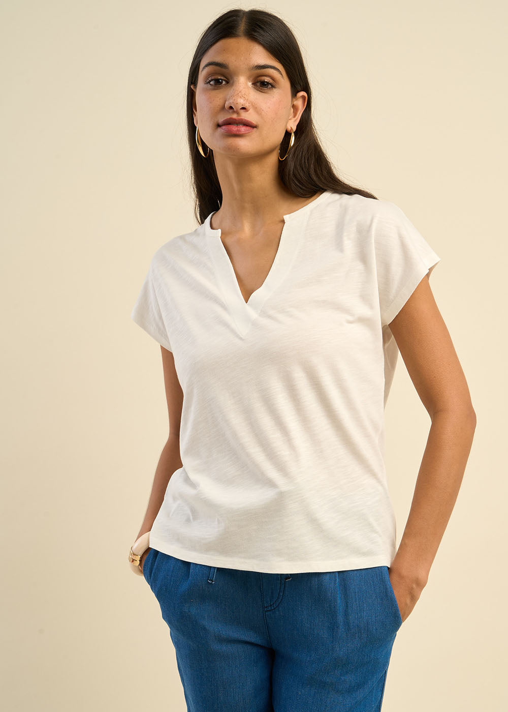 TERA T-shirt à col tunisien et épaules tombantes - 4 - Sud Express - Sud Express