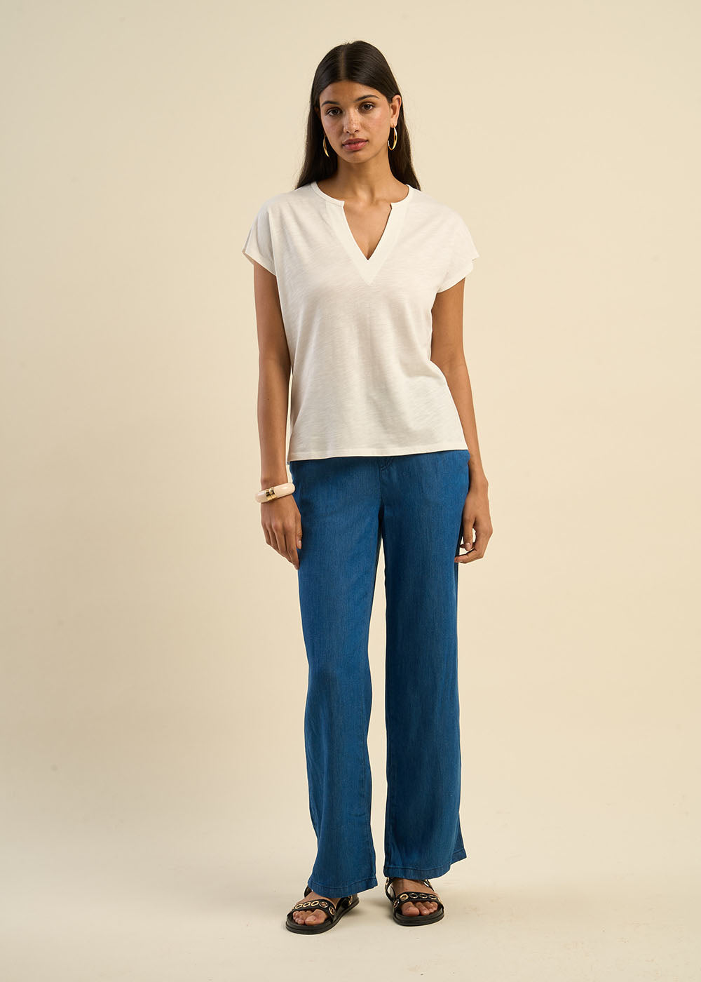 T-shirt à col tunisien et épaules tombantes - Sud Express - 5 - Sud Express