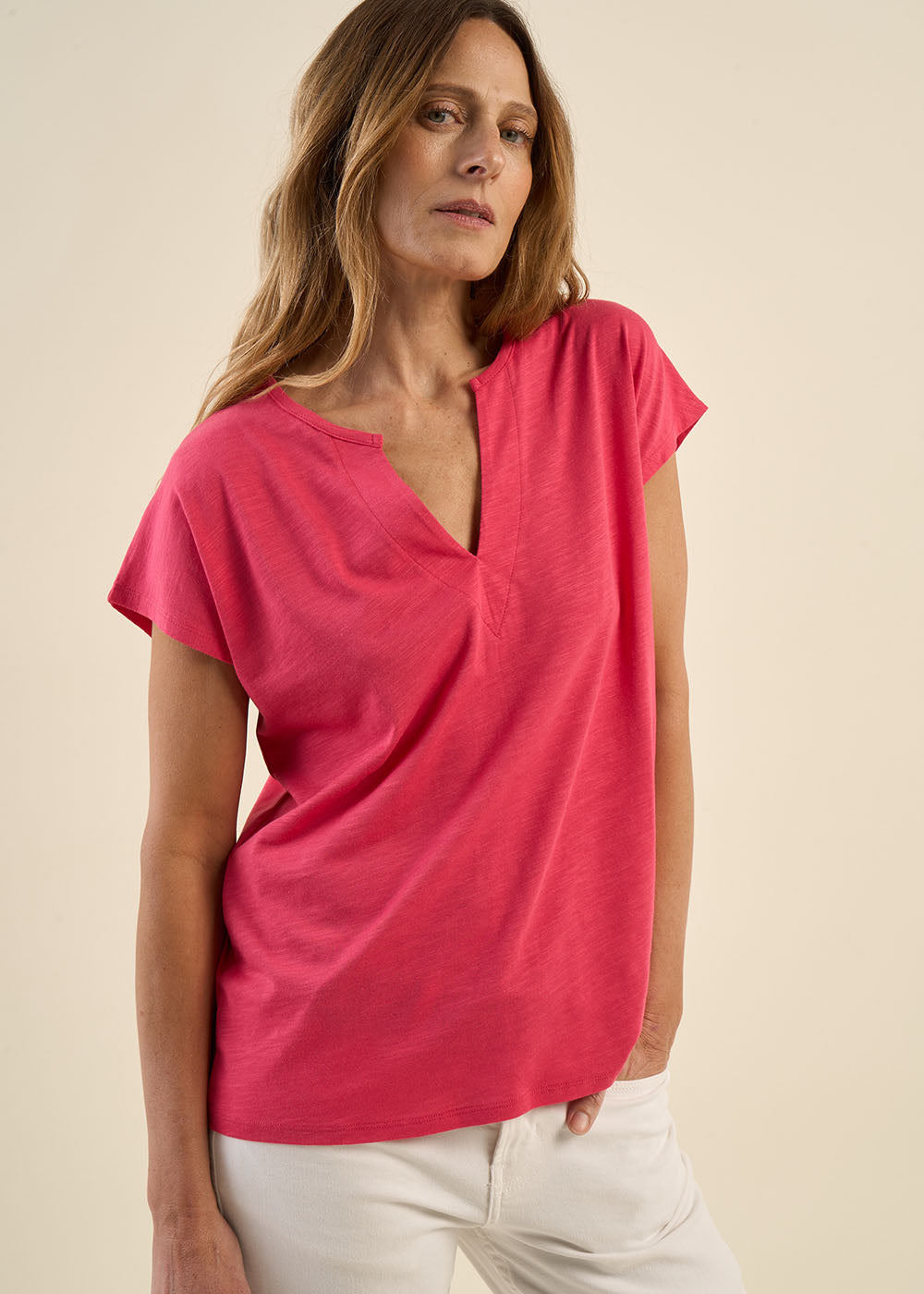 T-shirt à col tunisien et épaules tombantes - Sud Express - 5 - Sud Express