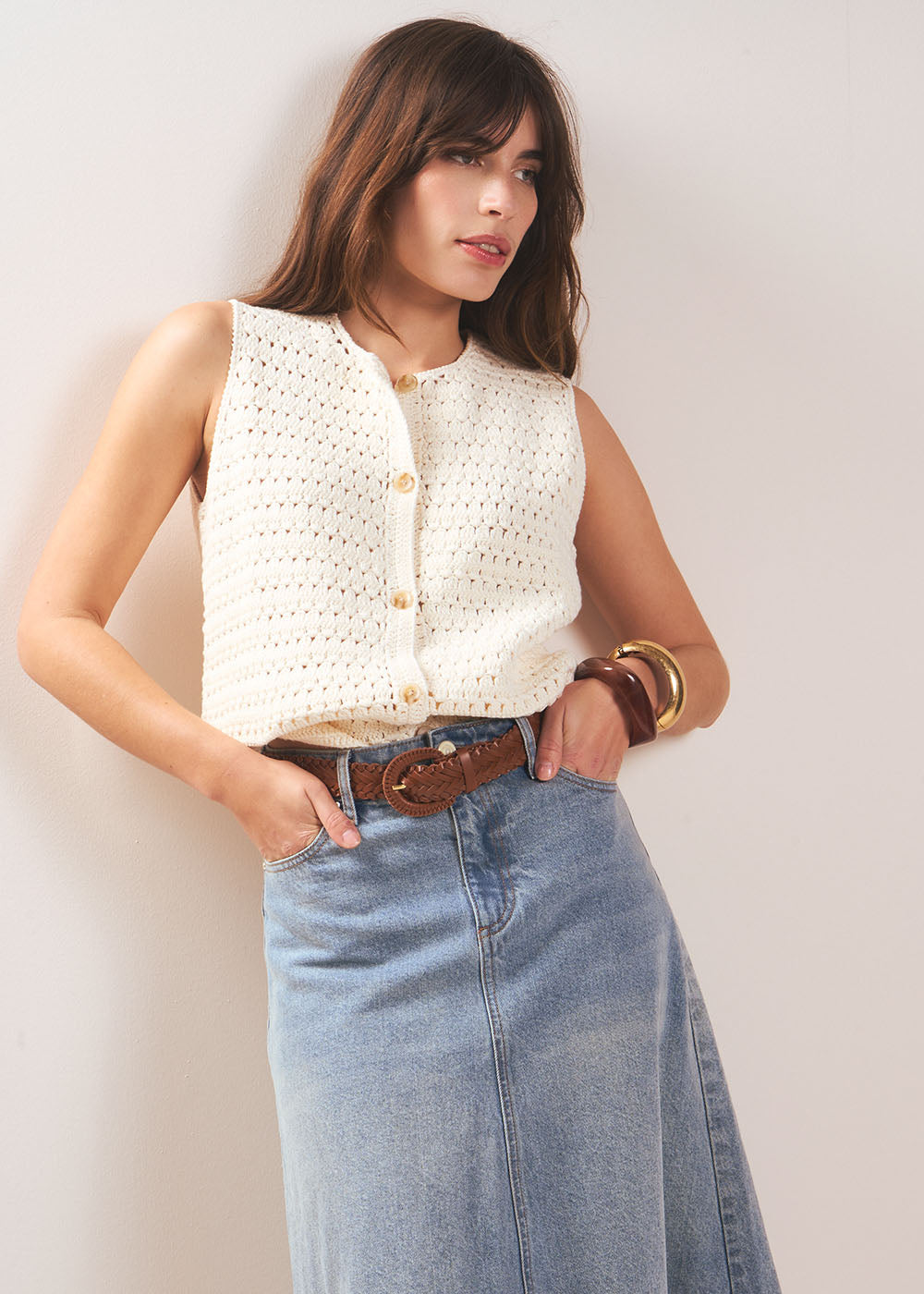 GALYA Gilet sans manches en coton - 1 - Sud Express - Sud Express