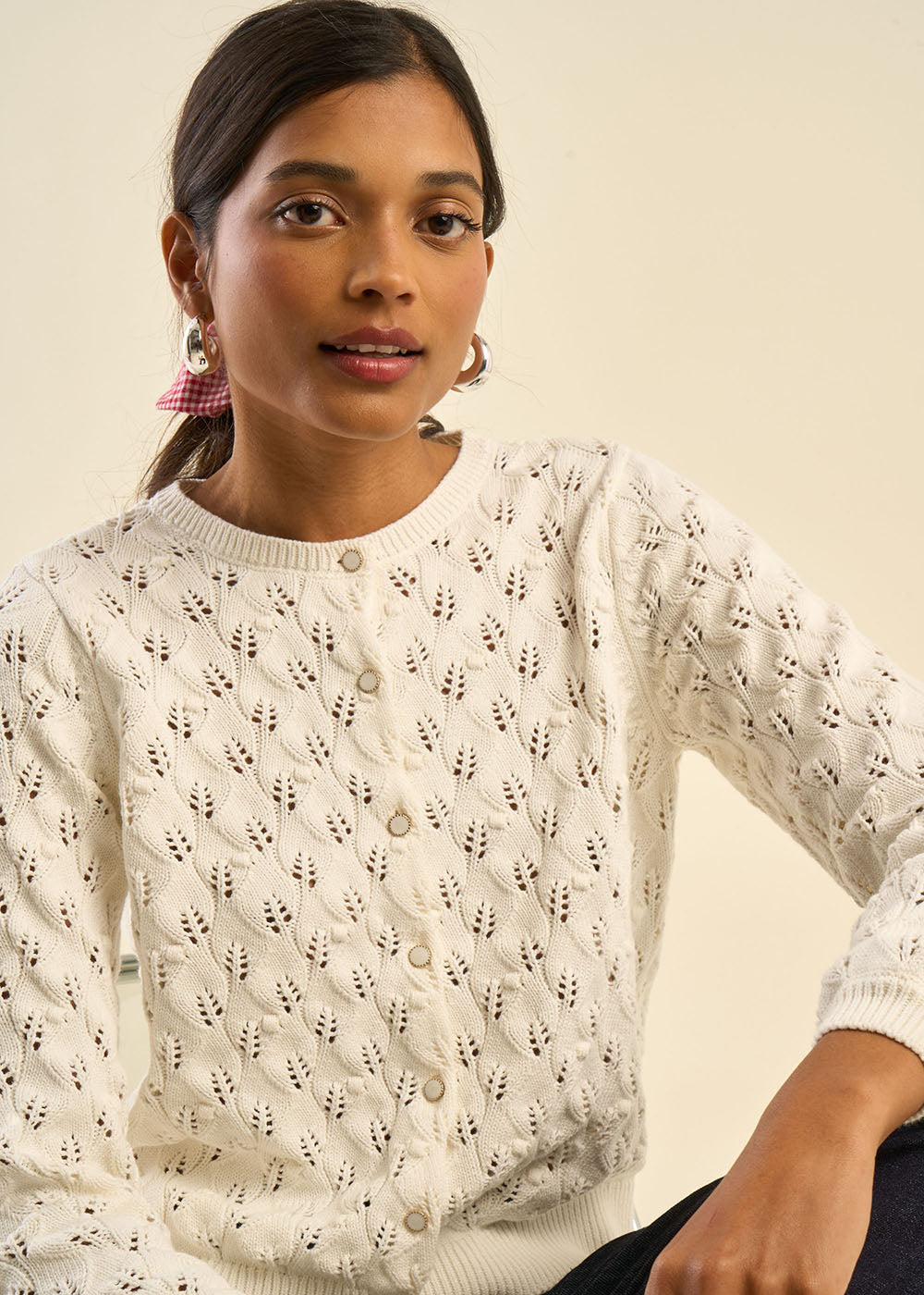 Gilet à maille ajourée 100% coton - Sud Express - 1 - Sud Express