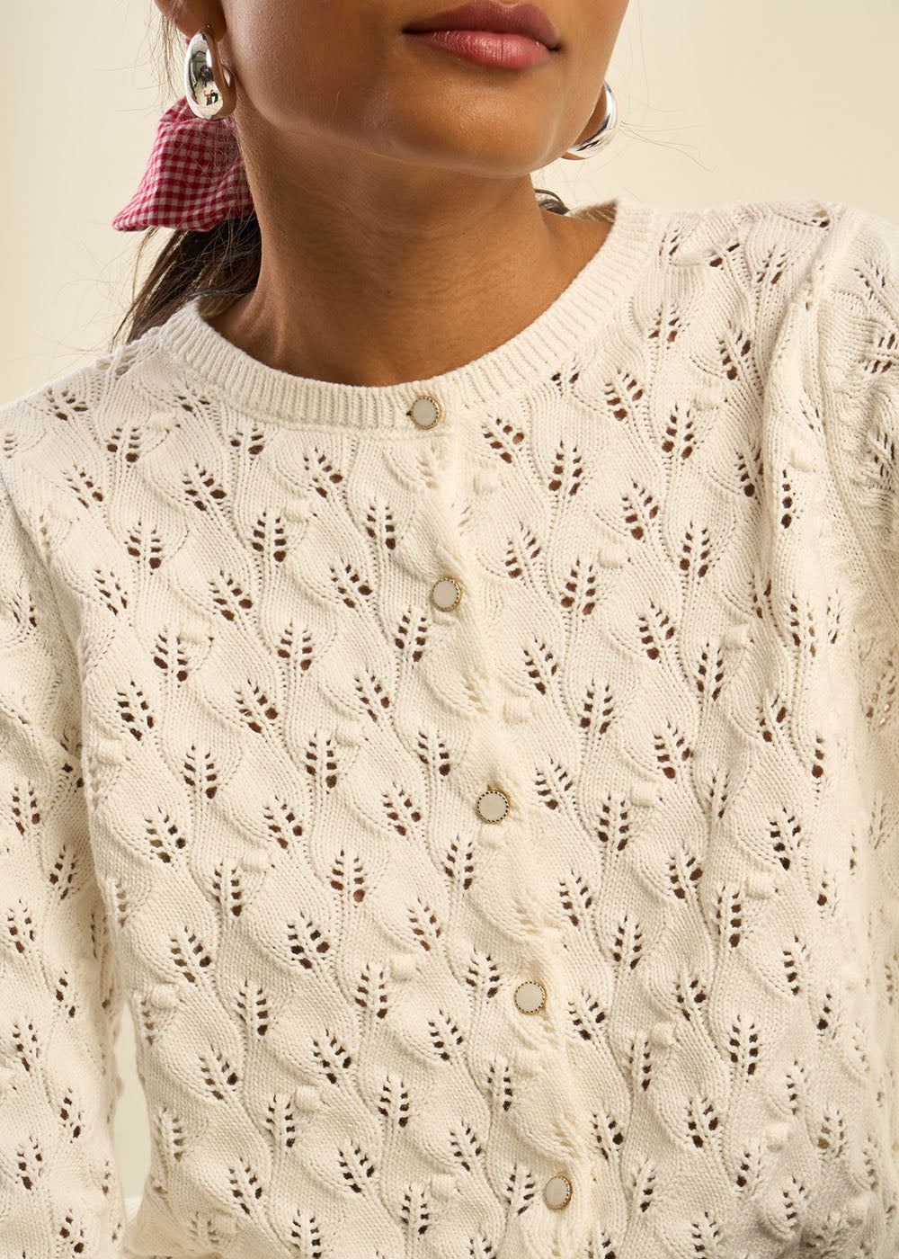 Gilet à maille ajourée 100% coton - Sud Express - 2 - Sud Express