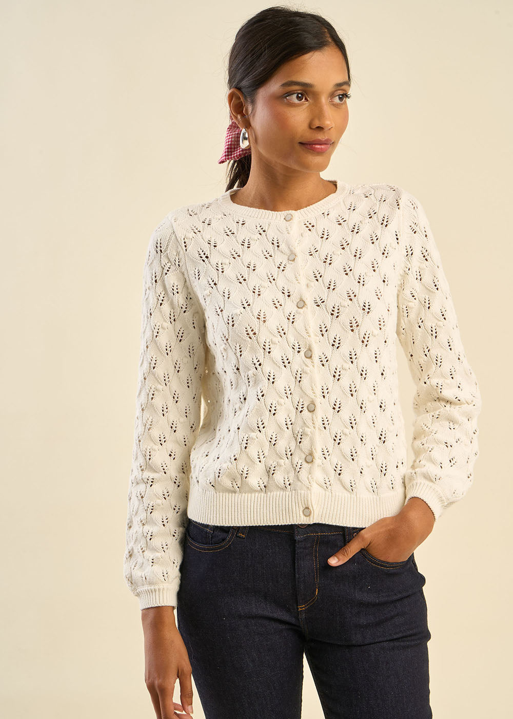 Gilet à maille ajourée 100% coton - Sud Express - 4 - Sud Express