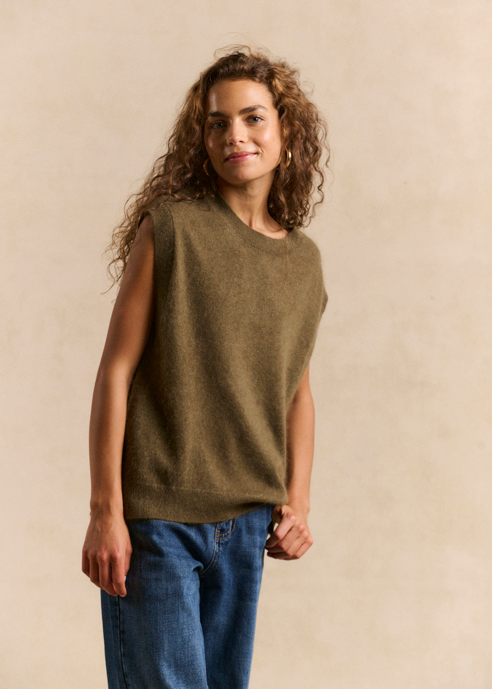 Pull sans manches ample en laine et cachemire - Sud Express - 1 - Sud Express