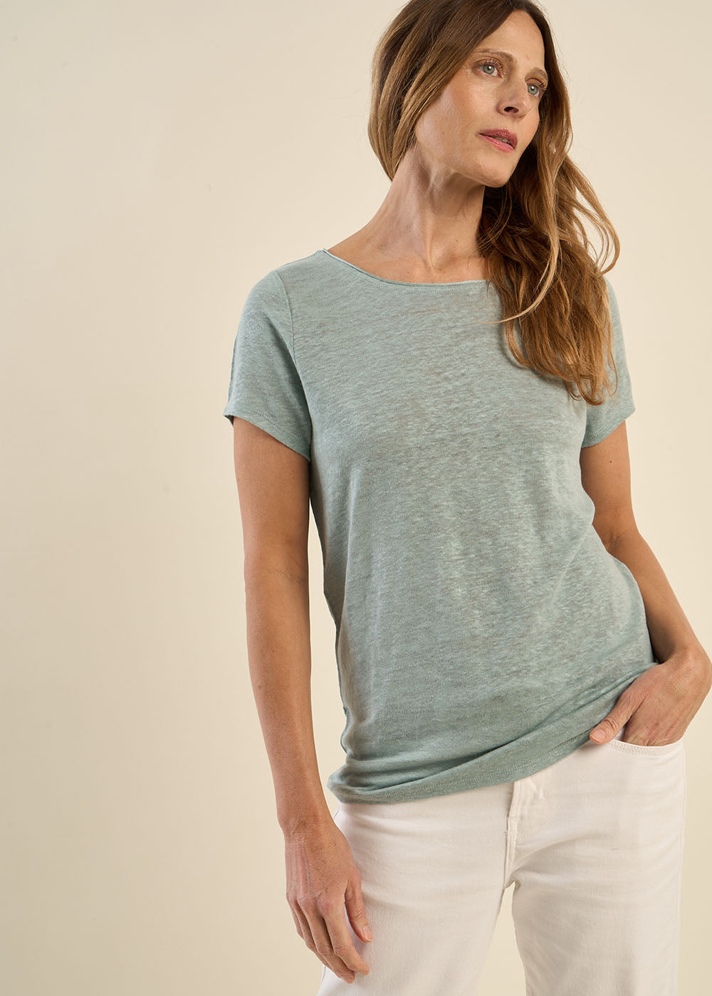 TRECY T-shirt en lin col bateau détail lurex - 1 - Sud Express - Sud Express