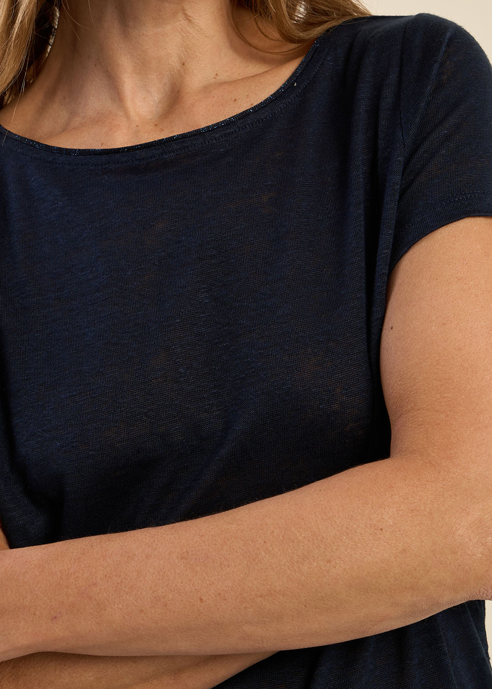 TRECY T-shirt en lin col bateau détail lurex - 2 - Sud Express - Sud Express