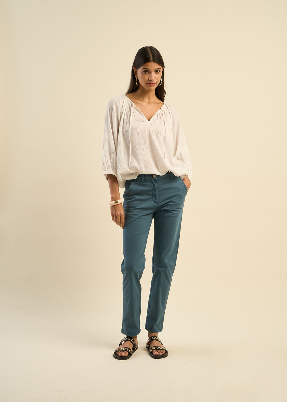 PAKUMI Pantalon chino taille basse - 1 - Sud Express - Sud Express