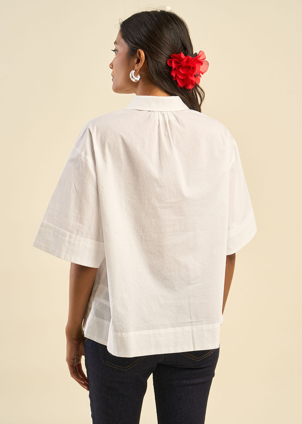 CHELSIA Top à col polo froncé et manches courtes - 3 - Sud Express - Sud Express