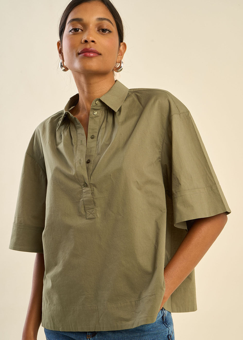 Top à col polo froncé et manches courtes - Sud Express - 5 - Sud Express