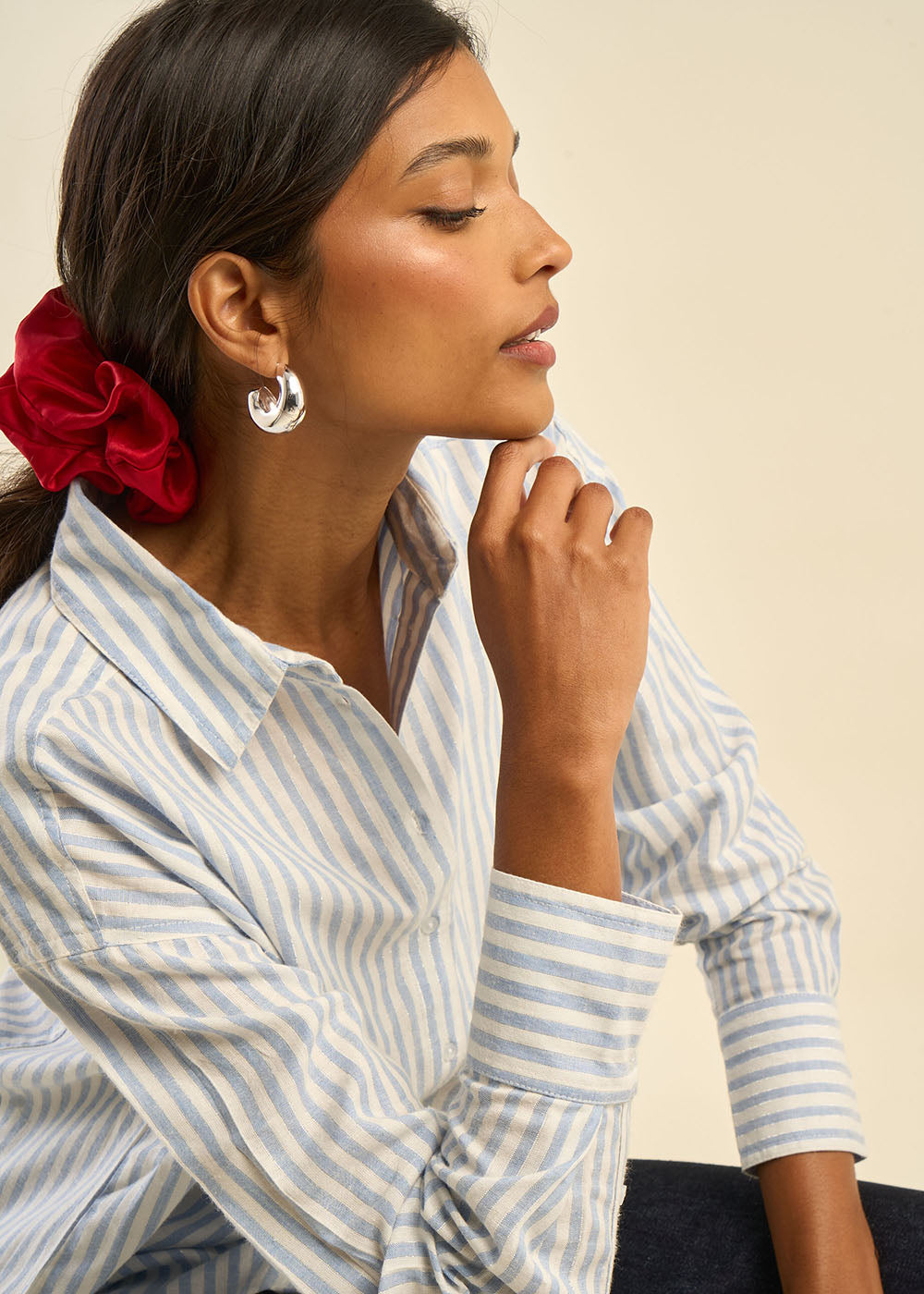 CATTY Chemise à rayures détail fil lurex - 2 - Sud Express - Sud Express