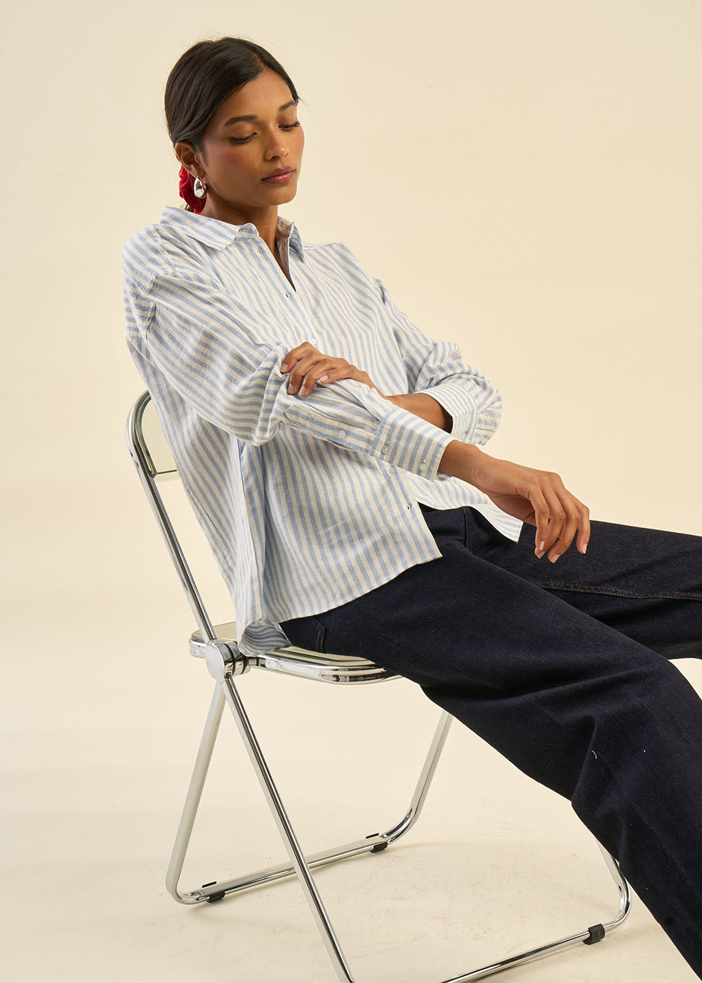 Chemise à rayures détail fil lurex - Sud Express - 7 - Sud Express