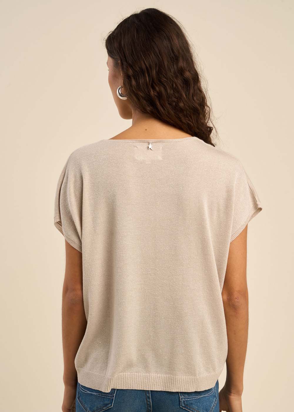 MARGARRET Pull oversize à col V et manches courtes - 3 - Sud Express - Sud Express