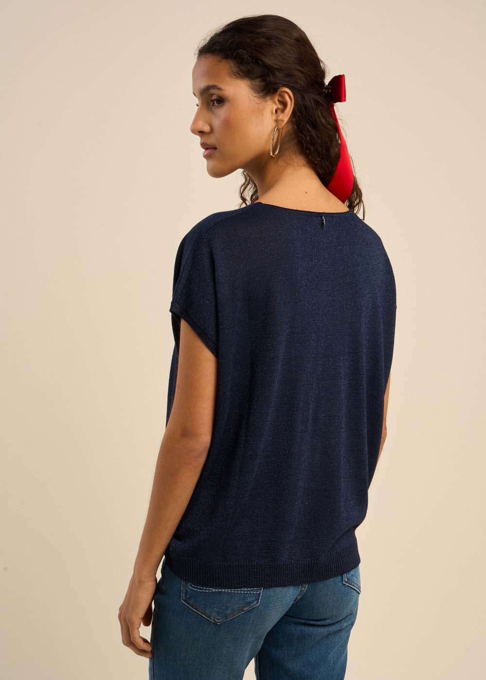 MARGARRET Pull oversize à col V et manches courtes - 3 - Sud Express - Sud Express