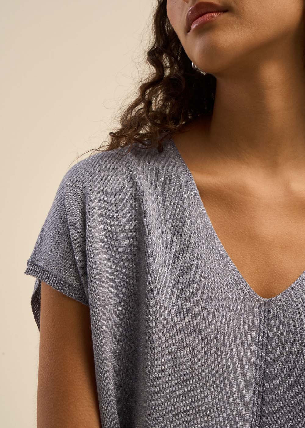 MARGARRET Pull oversize à col V et manches courtes - 2 - Sud Express - Sud Express