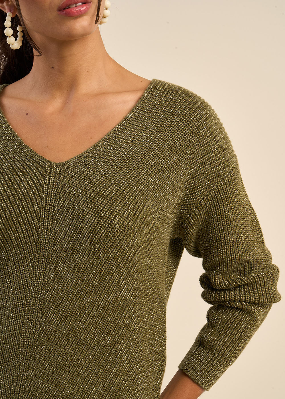 MATHISSA Pull ample à col V avec détails en lurex - 2 - Sud Express - Sud Express