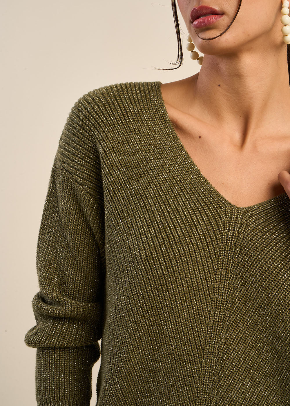 MATHISSA Pull ample à col V avec détails en lurex - 4 - Sud Express - Sud Express