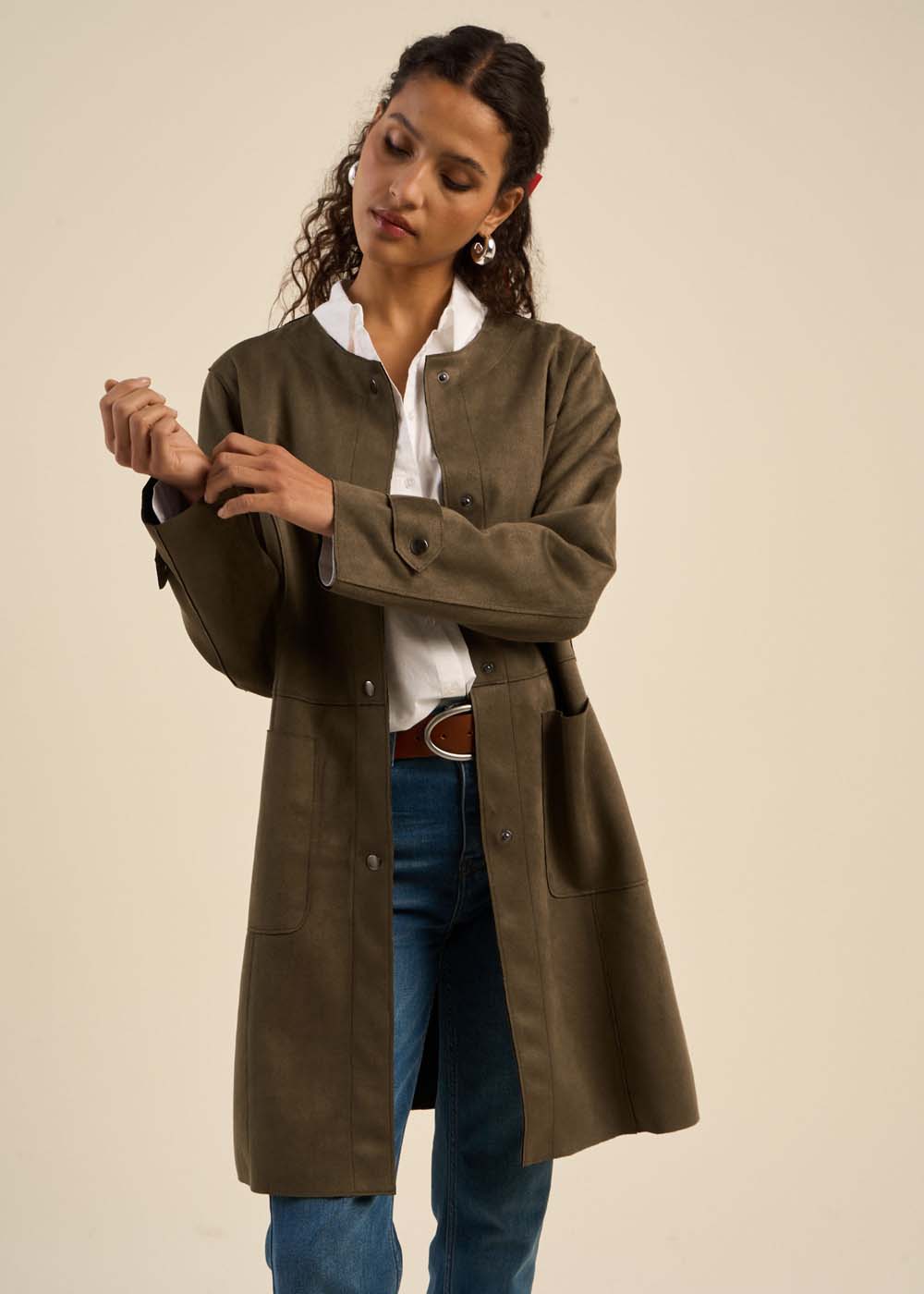 VALBANE Veste longue en faux daim - 1 - Sud Express - Sud Express