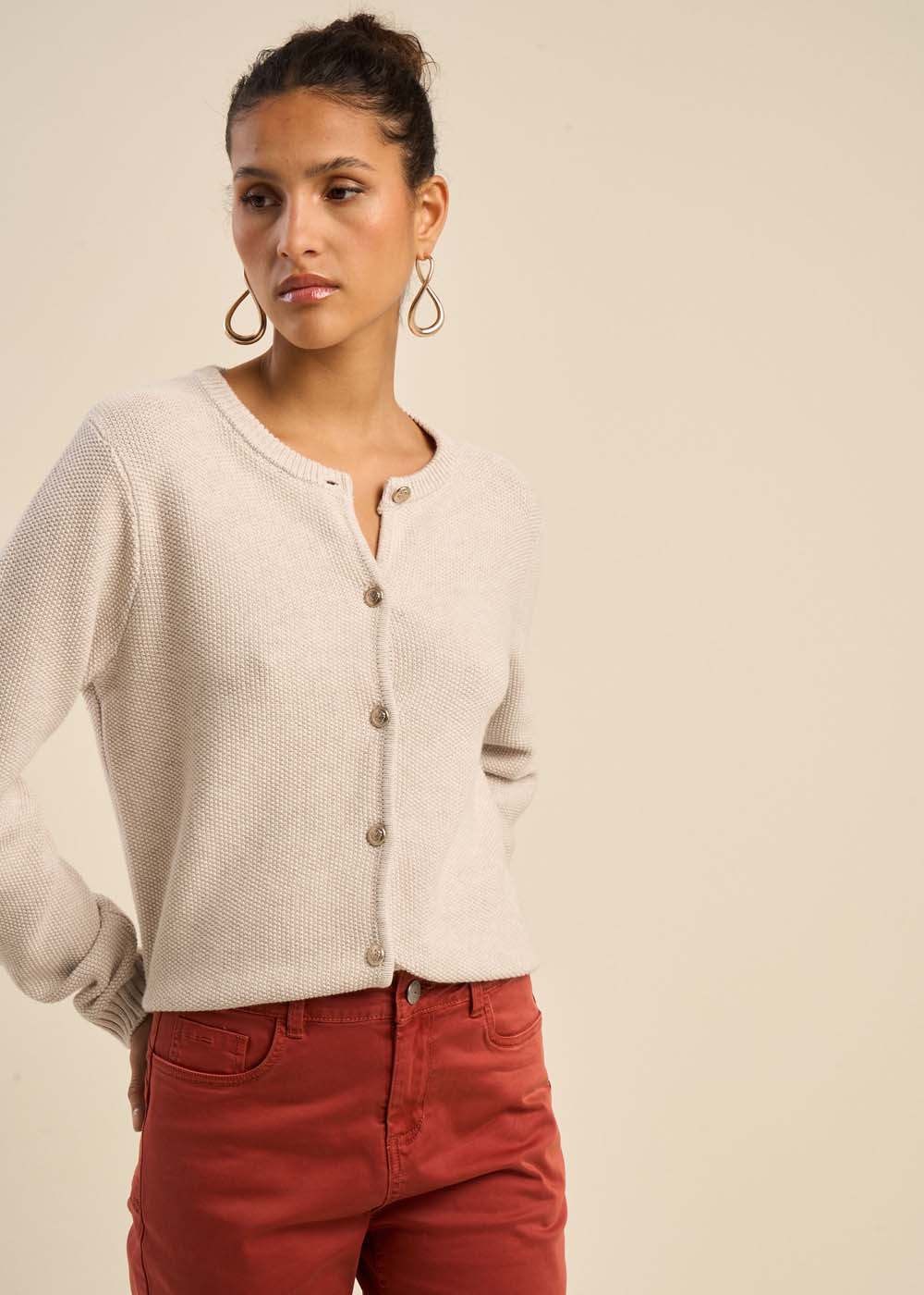 Gilet col rond à boutons bjoux - Sud Express - 5 - Sud Express