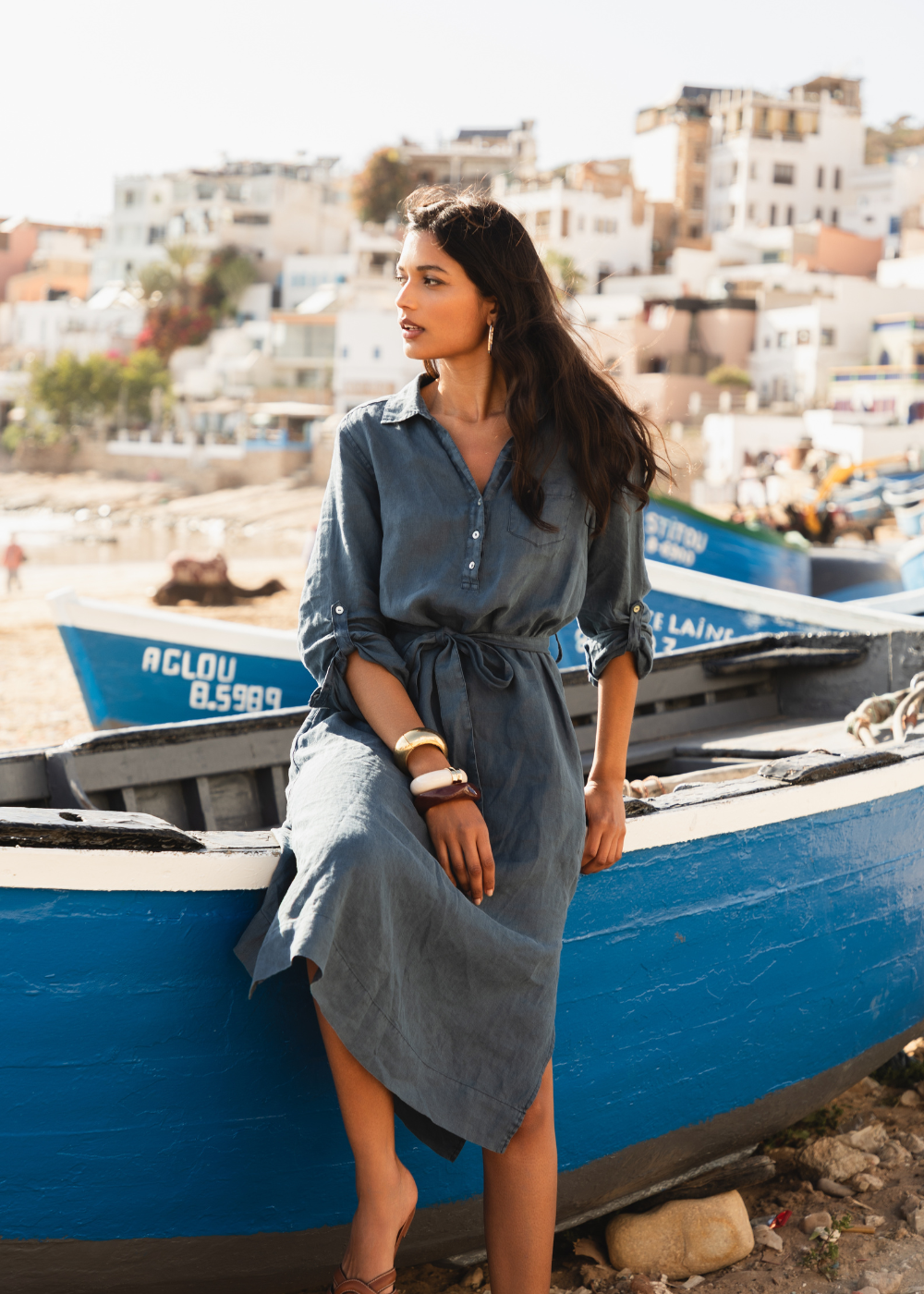 RASTELA Robe chemise ceinturée à manches ajustables - 1 - Sud Express - Sud Express