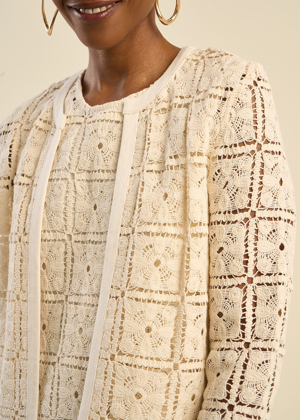 GRENDELA Veste manches longues en dentelle ajourée - 2 - Sud Express - Sud Express