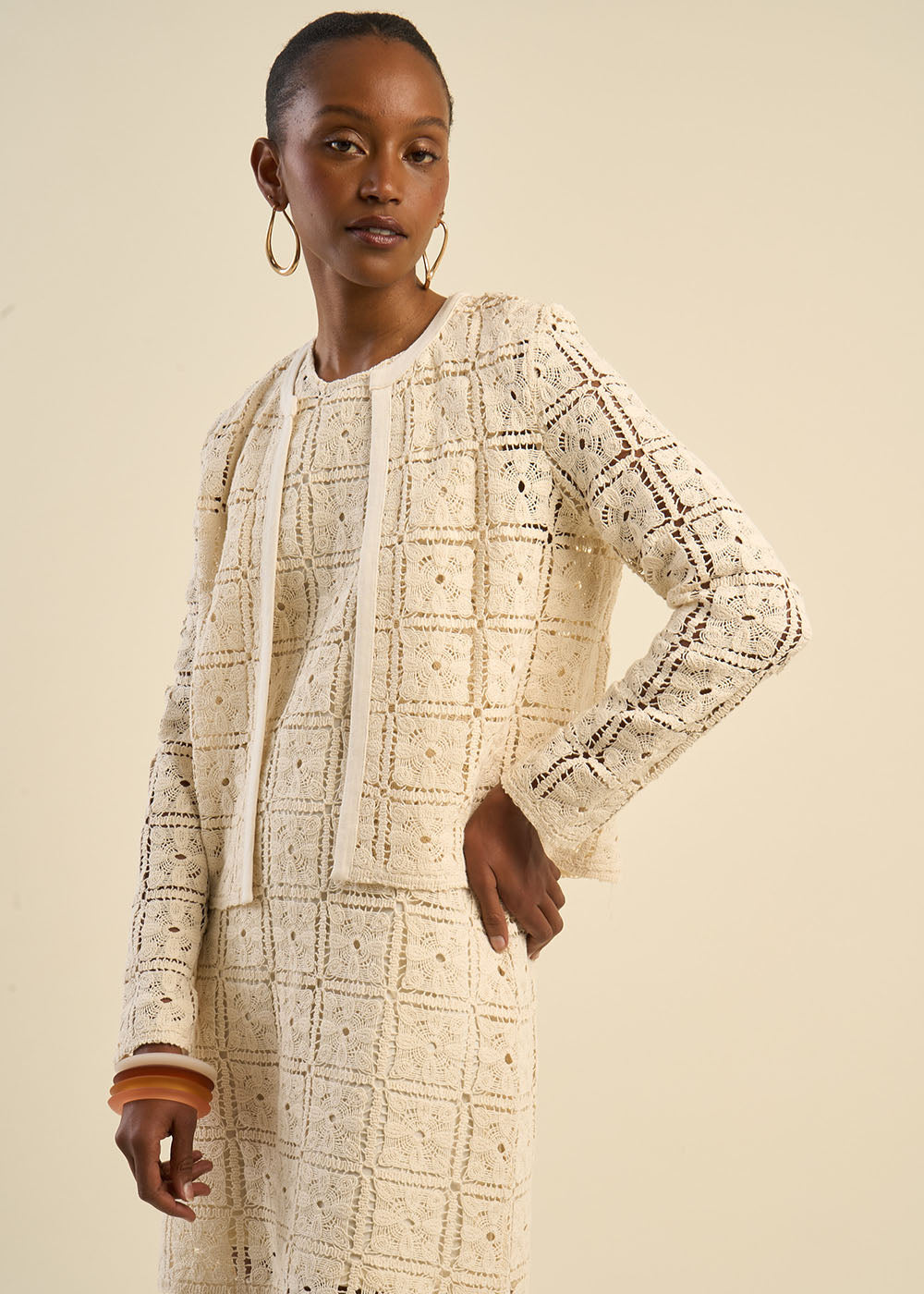 GRENDELA Veste manches longues en dentelle ajourée - 4 - Sud Express - Sud Express