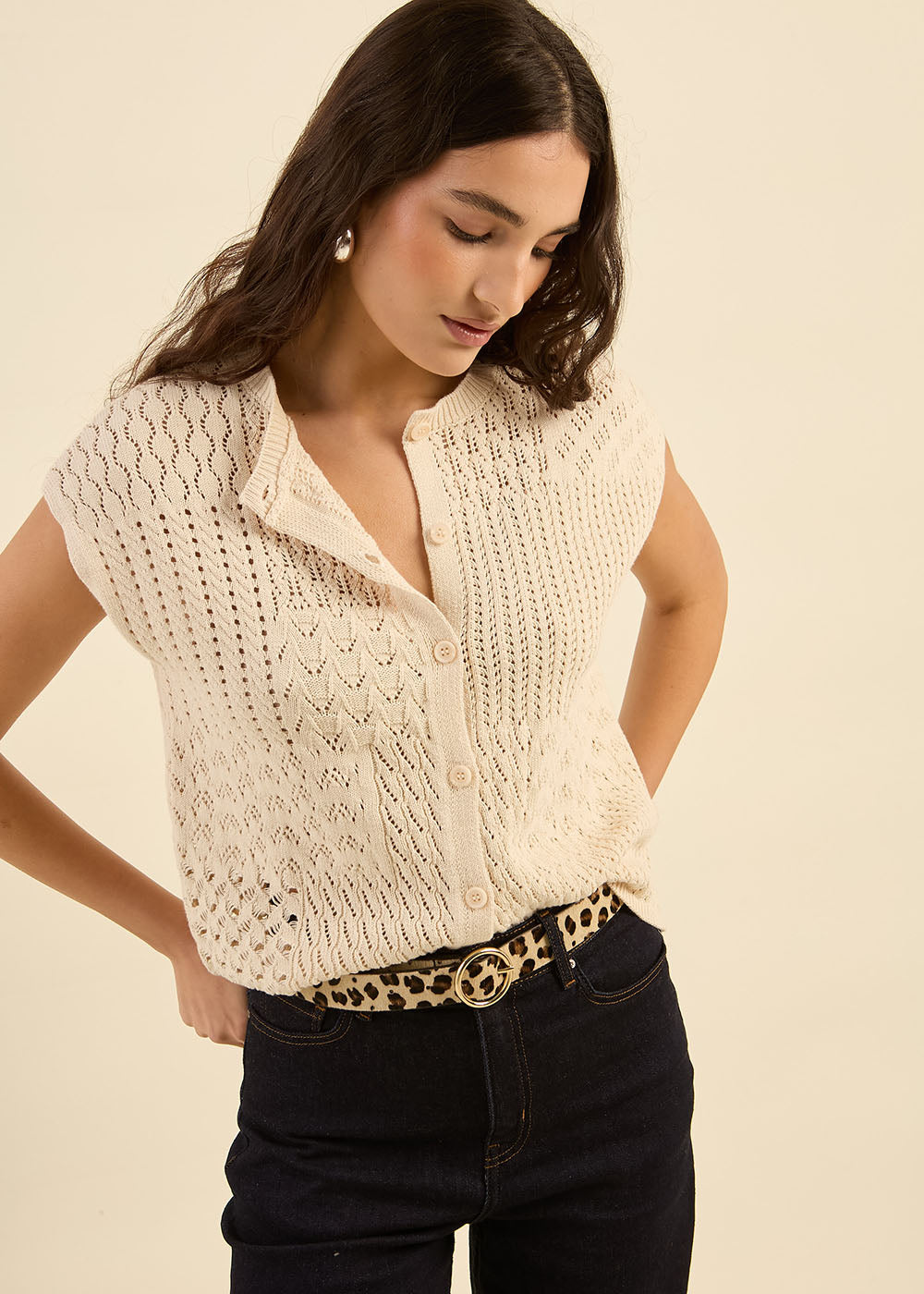 GIMY Gilet en crochet fantaisie - 1 - Sud Express - Sud Express