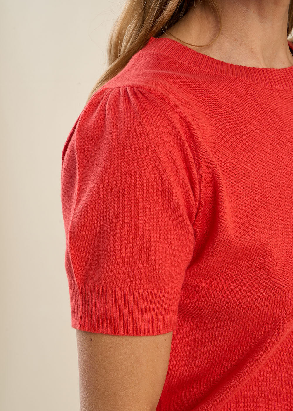 Pull à manches courtes avec épaules plissées - Sud Express - 4 - Sud Express