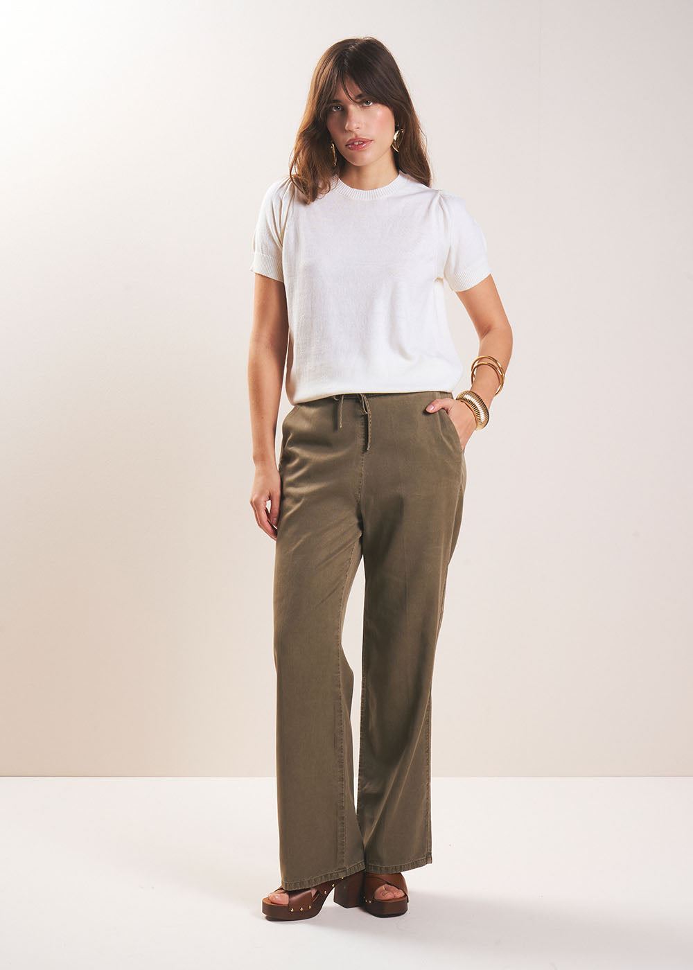 Pull à manches courtes avec épaules plissées - Sud Express - 5 - Sud Express