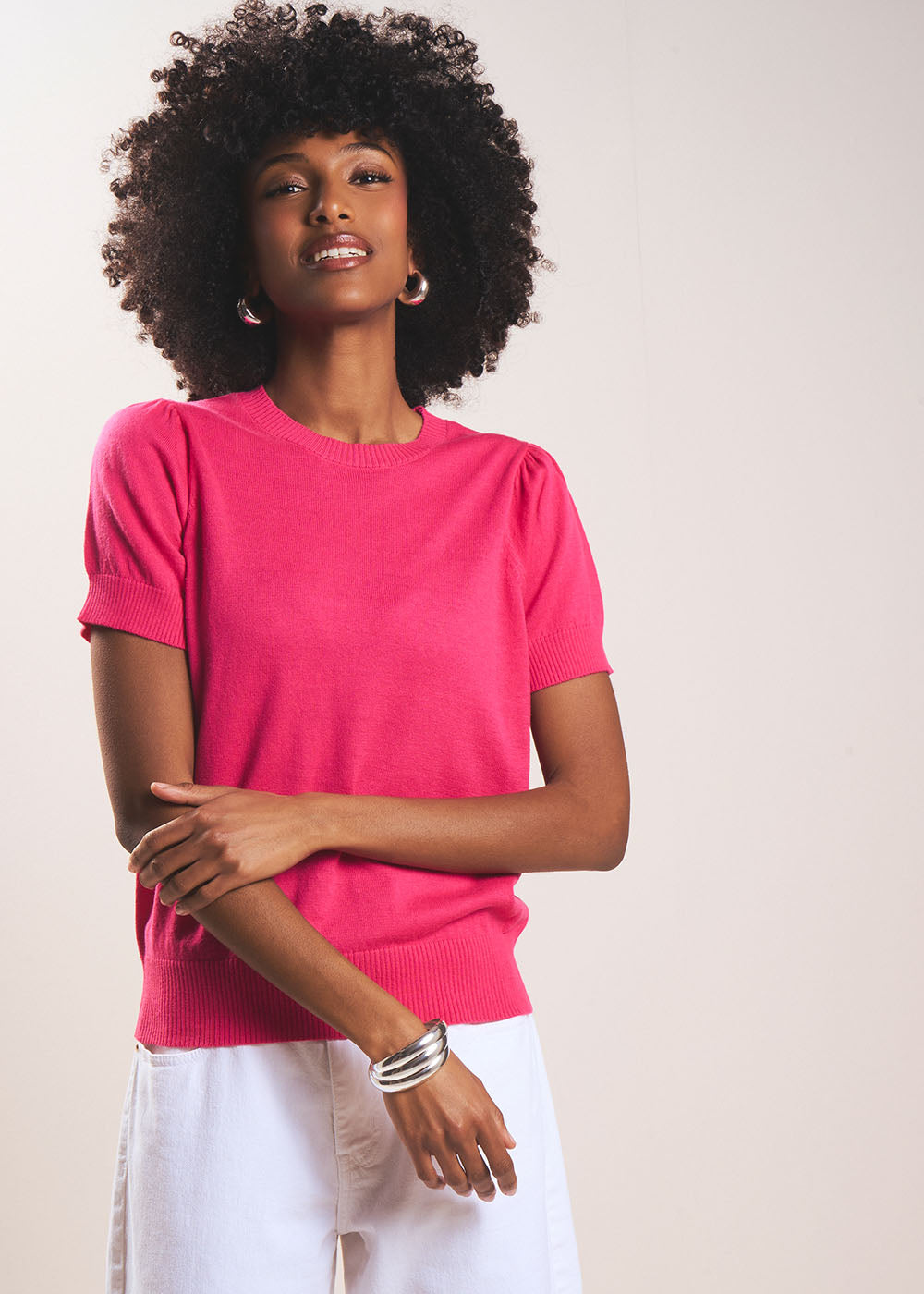 Pull à manches courtes avec épaules plissées - Sud Express - 1 - Sud Express