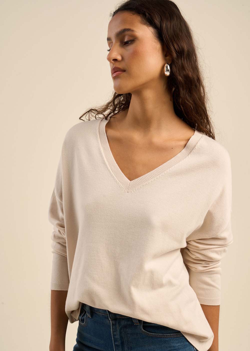 Pull maille fine col V - Sud Express - 1 - Sud Express