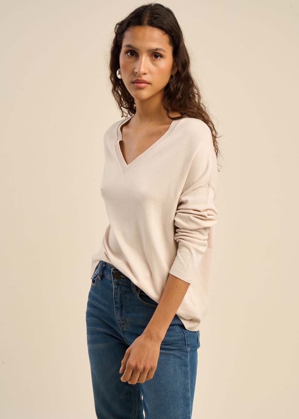 Pull maille fine col V - Sud Express - 5 - Sud Express