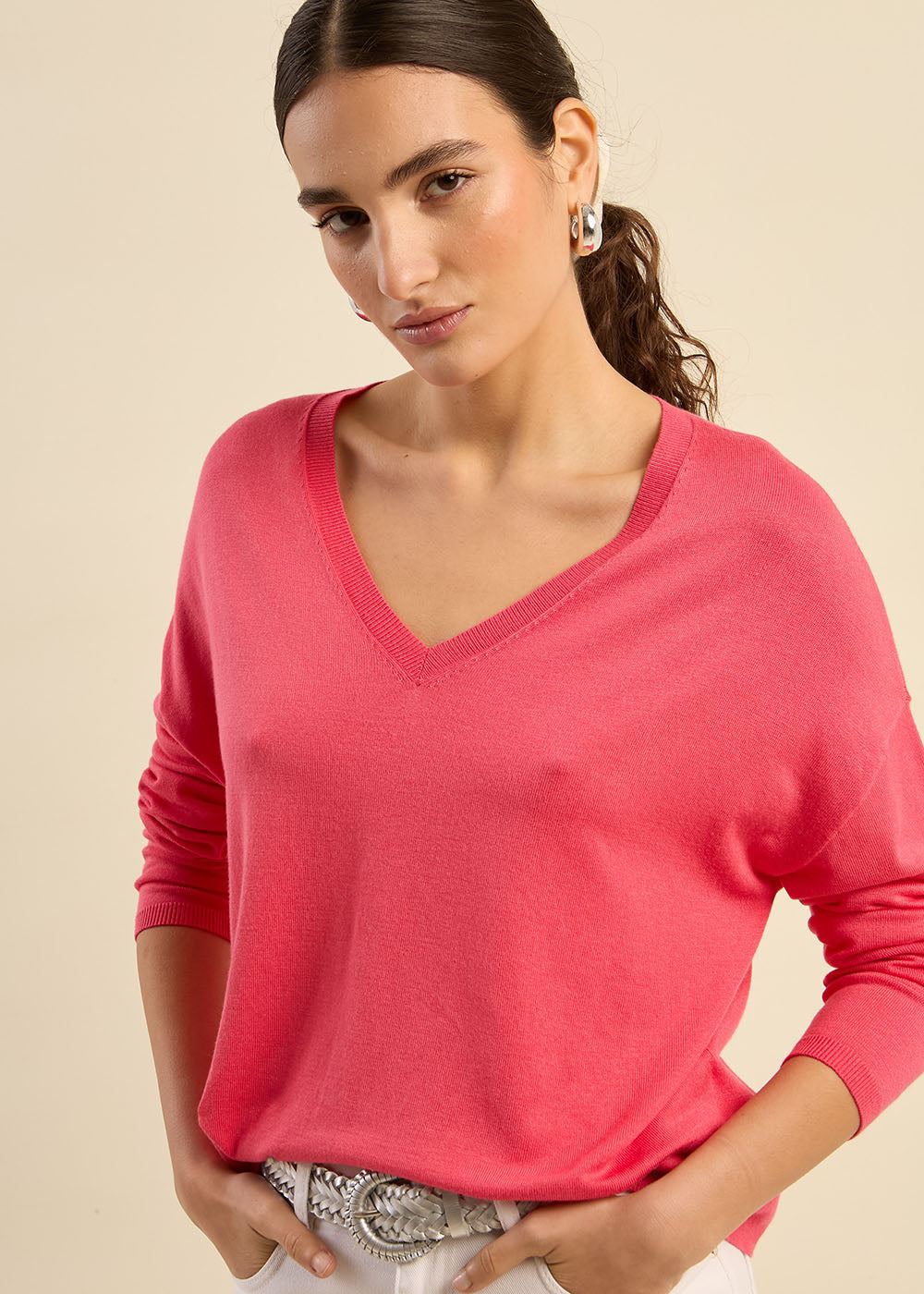 Pull maille fine col V - Sud Express - 1 - Sud Express
