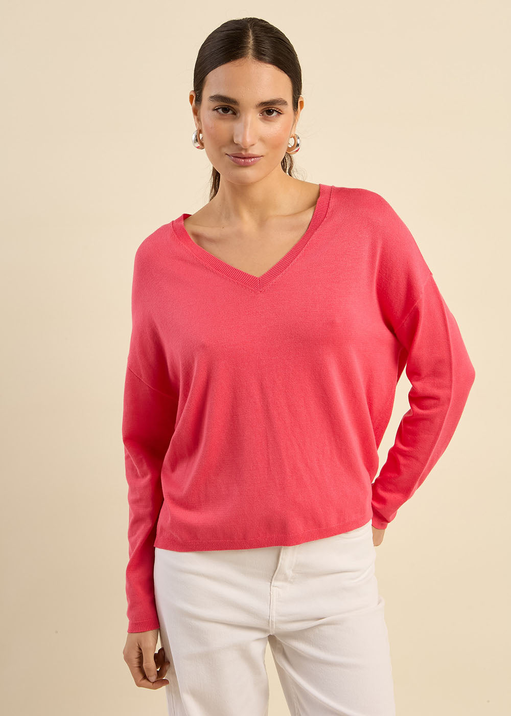 Pull maille fine col V - Sud Express - 4 - Sud Express