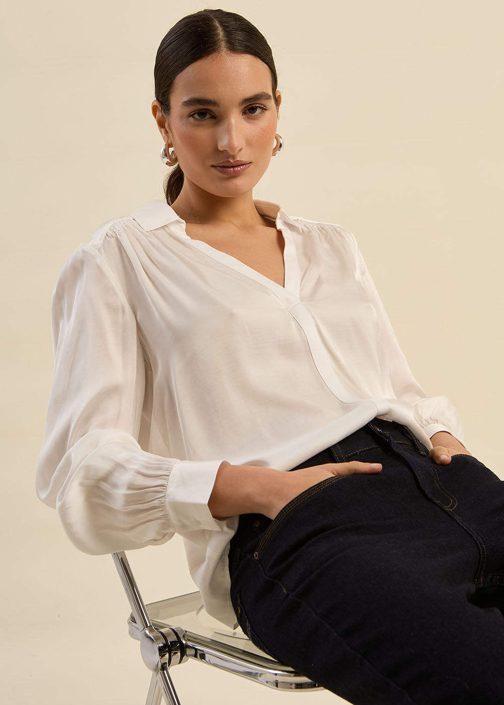 TEDY Blouse fluide à col V - 1 - Sud Express - Sud Express