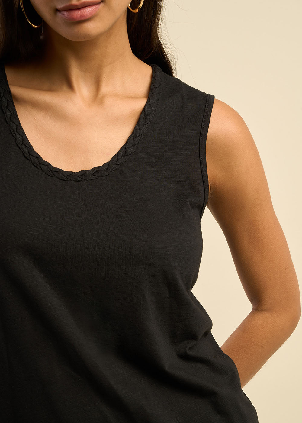 DAM Débardeur en coton modal avec tresse brodée - 4 - Sud Express - Sud Express