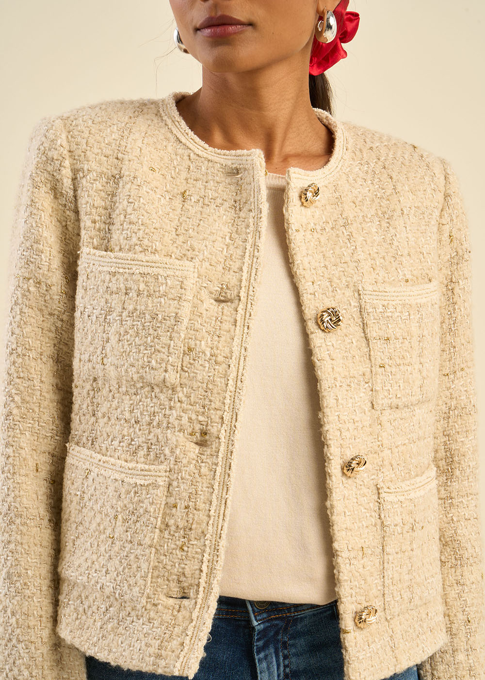 VASSIONY Veste en tweed et boutons bijoux - 2 - Sud Express - Sud Express