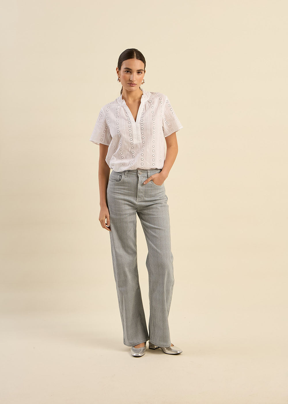PANELI Pantalon droit et rayé à taille haute - 2 - Sud Express - Sud Express