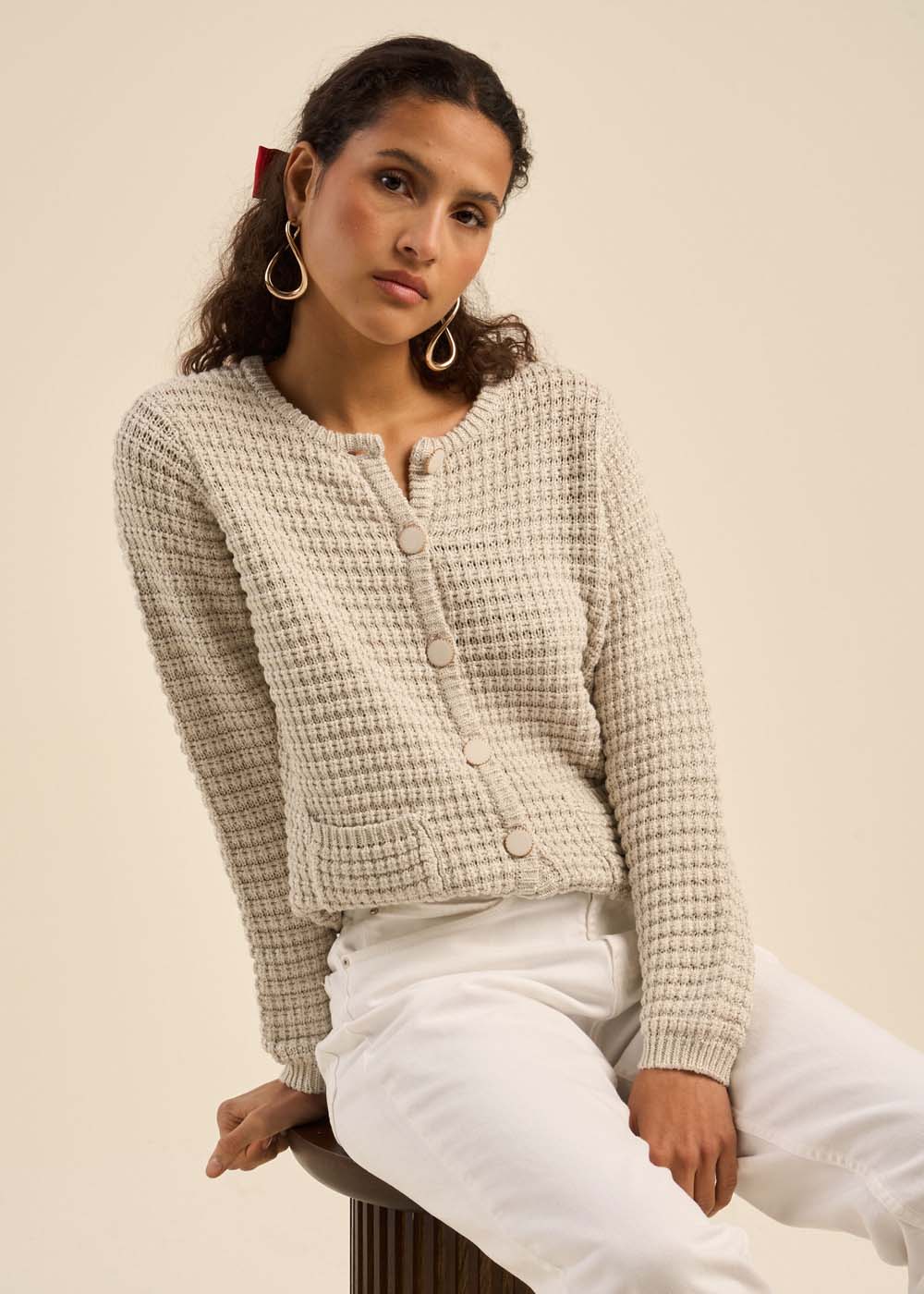 GILARYO Gilet détails boutons bijoux - 1 - Sud Express - Sud Express