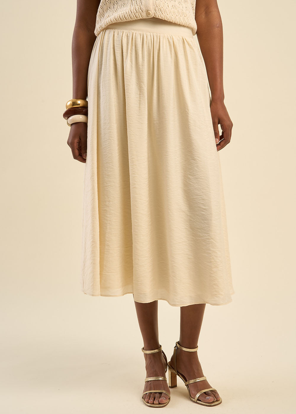 WASHY Jupe midi évasée effet crinkle - 4 - Sud Express - Sud Express