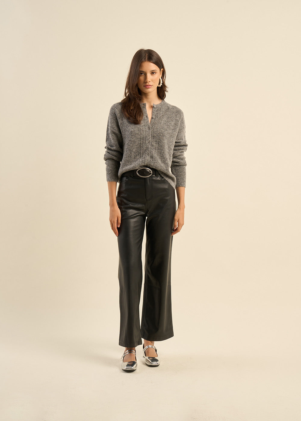 Pantalon large taille haute en similicuir - Sud Express - 1 - Sud Express