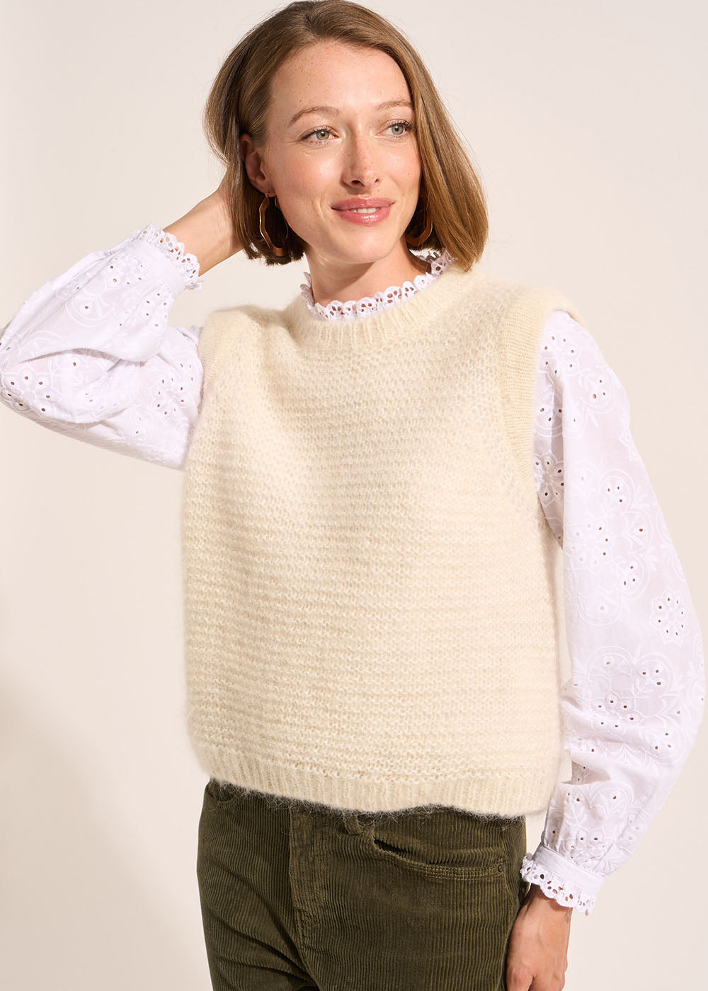 MOTANAX Pull à col rond sans manches détail lurex - 1 - Sud Express - Sud Express