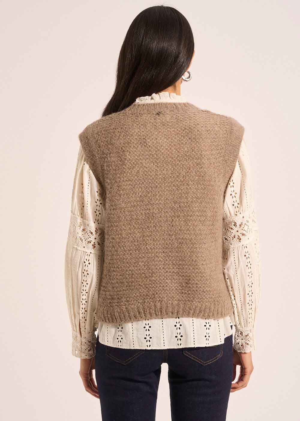 Pull à col rond sans manches détail lurex - Sud Express - 3 - Sud Express